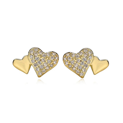 1 Pair Simple Style Commute Heart Shape Plating Inlay Copper Zircon 18K Gold Plated Ear Studs