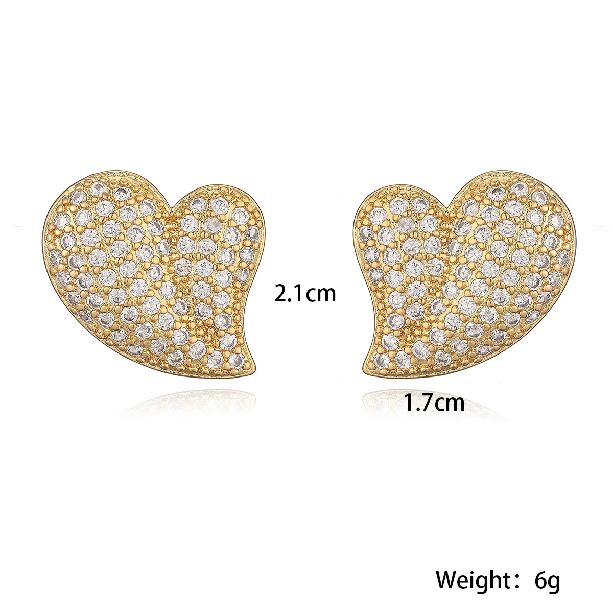 1 Pair Simple Style Commute Heart Shape Plating Inlay Copper Zircon 18K Gold Plated Ear Studs