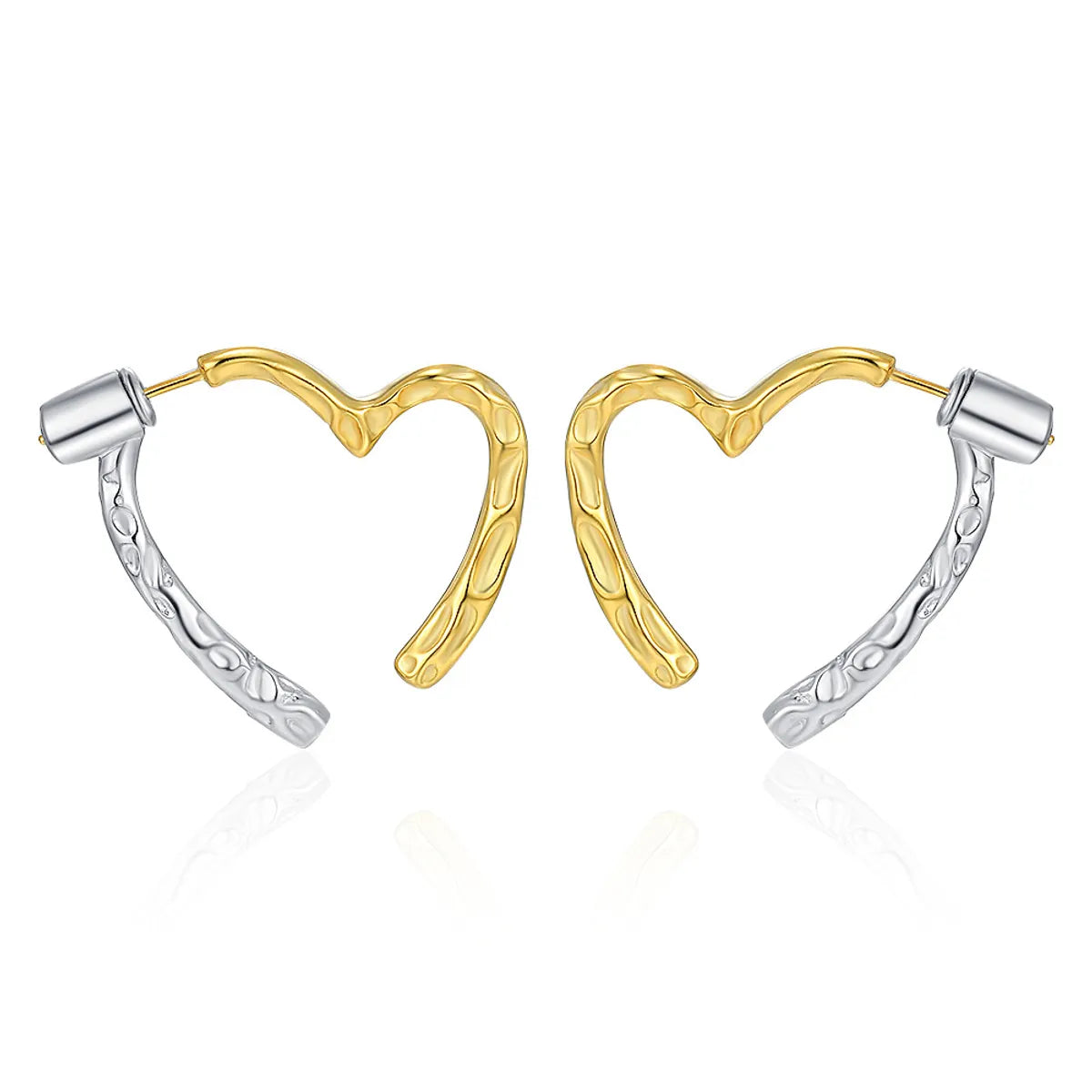 1 Pair Simple Style Commute Heart Shape Plating Sterling Silver Gold Plated Ear Studs