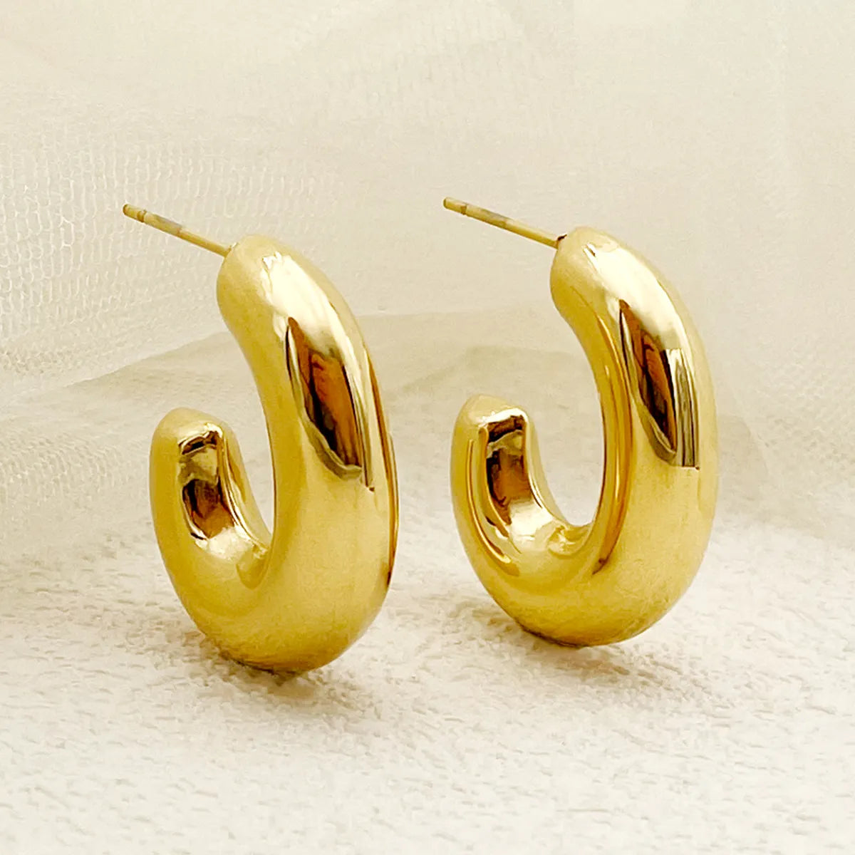 1 Pair Simple Style Commute Horns Plating Stainless Steel Gold Plated Ear Studs