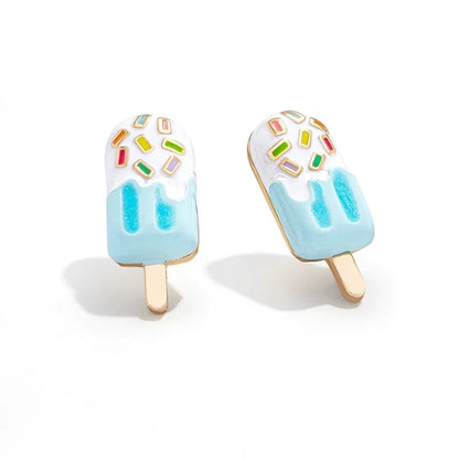 1 Pair Simple Style Commute Ice Cream Enamel Sterling Silver Ear Studs