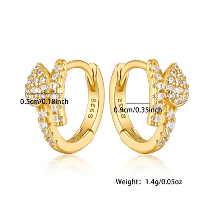 1 Pair Simple Style Commute Leaf Inlay Sterling Silver Zircon White Gold Plated Gold Plated Earrings