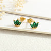 1 Pair Simple Style Commute Leaves Plating Inlay Copper Zircon 18K Gold Plated Ear Studs