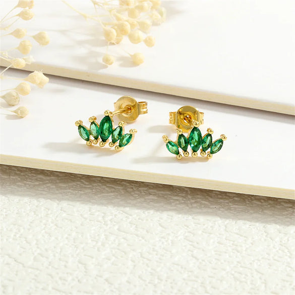 1 Pair Simple Style Commute Leaves Plating Inlay Copper Zircon 18K Gold Plated Ear Studs