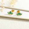 1 Pair Simple Style Commute Leaves Plating Inlay Copper Zircon 18K Gold Plated Ear Studs