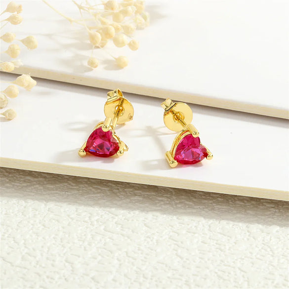 1 Pair Simple Style Commute Leaves Plating Inlay Copper Zircon 18K Gold Plated Ear Studs