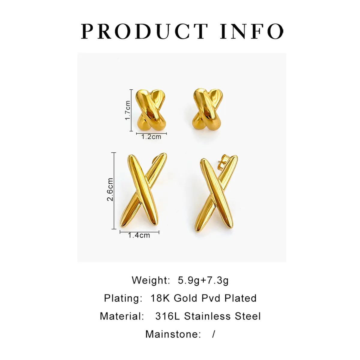 1 Pair Simple Style Commute Letter Plating 316 Stainless Steel  18K Gold Plated Ear Studs