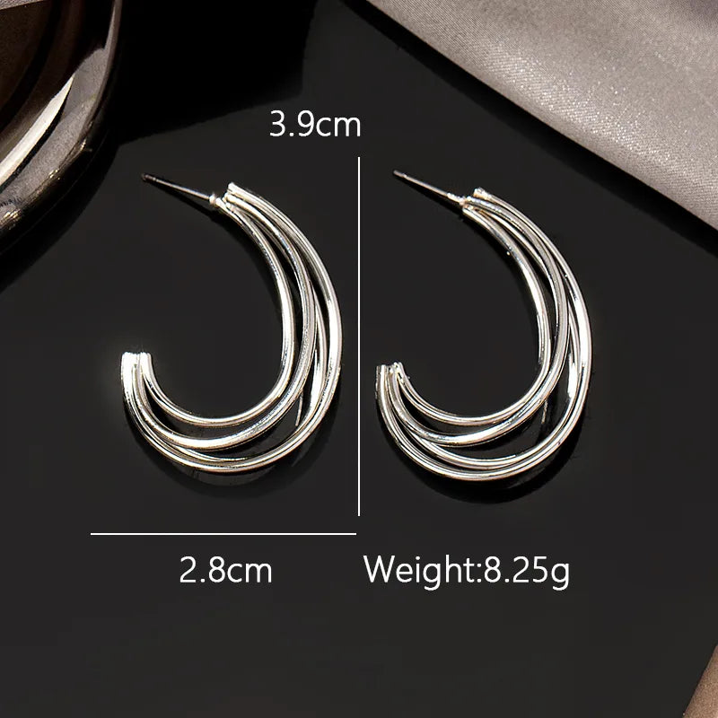 1 Pair Simple Style Commute Lines Plating Alloy 14k Gold Plated Silver Plated Ear Studs