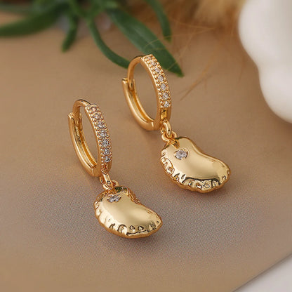 1 Pair Simple Style Commute Moon Heart Shape Plating Inlay Copper Zircon 18k Gold Plated Earrings