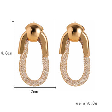 1 Pair Simple Style Commute Oval Plating Artificial Crystal Metal Gold Plated Drop Earrings