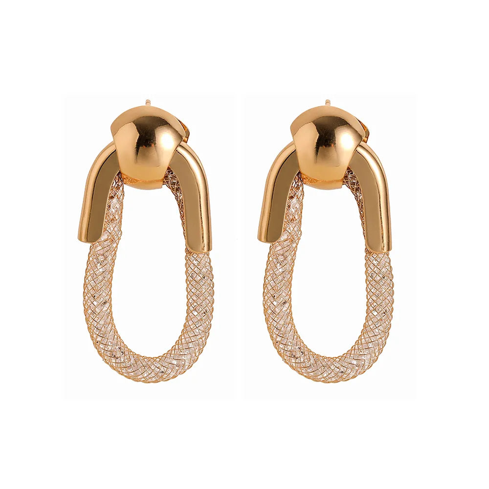 1 Pair Simple Style Commute Oval Plating Artificial Crystal Metal Gold Plated Drop Earrings