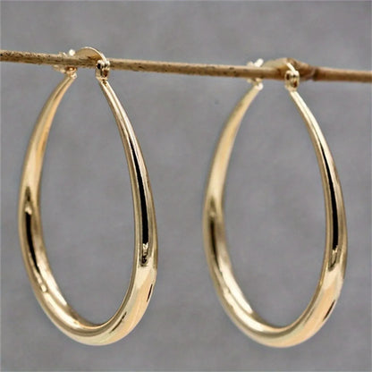 1 Pair Simple Style Commute Oval Polishing Plating Stainless Steel Gold Plated Earrings