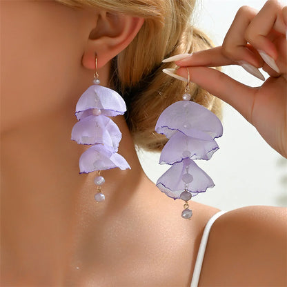 1 Pair Simple Style Commute Petal Alloy Polyester Drop Earrings