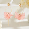 1 Pair Simple Style Commute Petal Alloy Polyester Drop Earrings