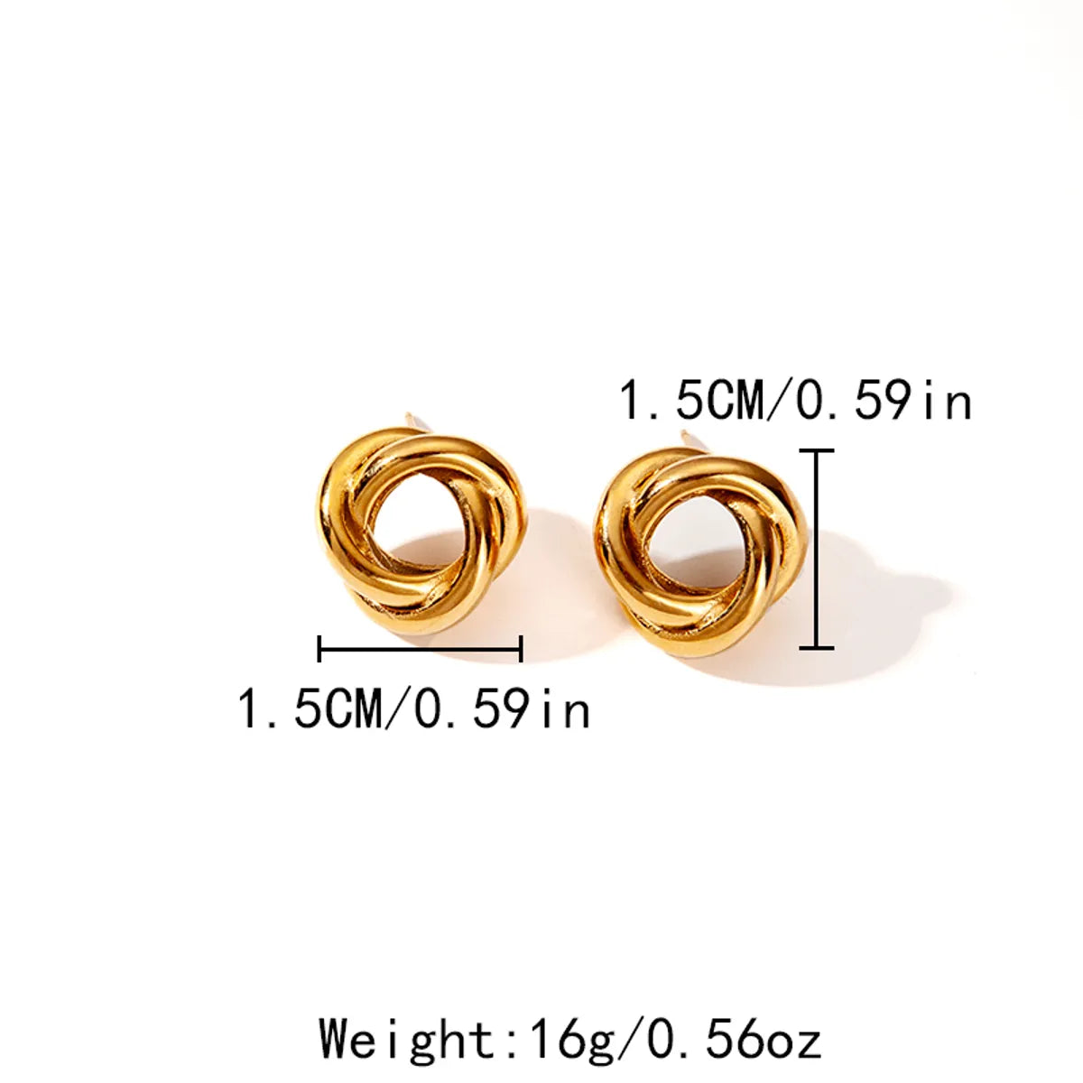 1 Pair Simple Style Commute Rose Plating Hollow Out 304 Stainless Steel 14K Gold Plated Ear Studs