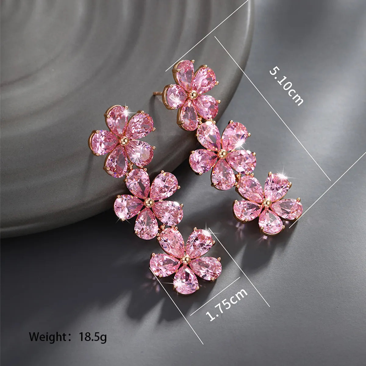 1 Pair Xuping Simple Style Commute Round Flower Butterfly Plating Inlay Alloy Copper Alloy Artificial Gemstones Zircon 18k Gold Plated Ear Studs