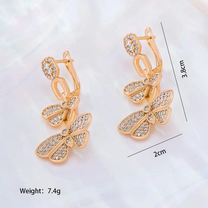 1 Pair Xuping Simple Style Commute Round Flower Butterfly Plating Inlay Alloy Copper Alloy Artificial Gemstones Zircon 18k Gold Plated Ear Studs