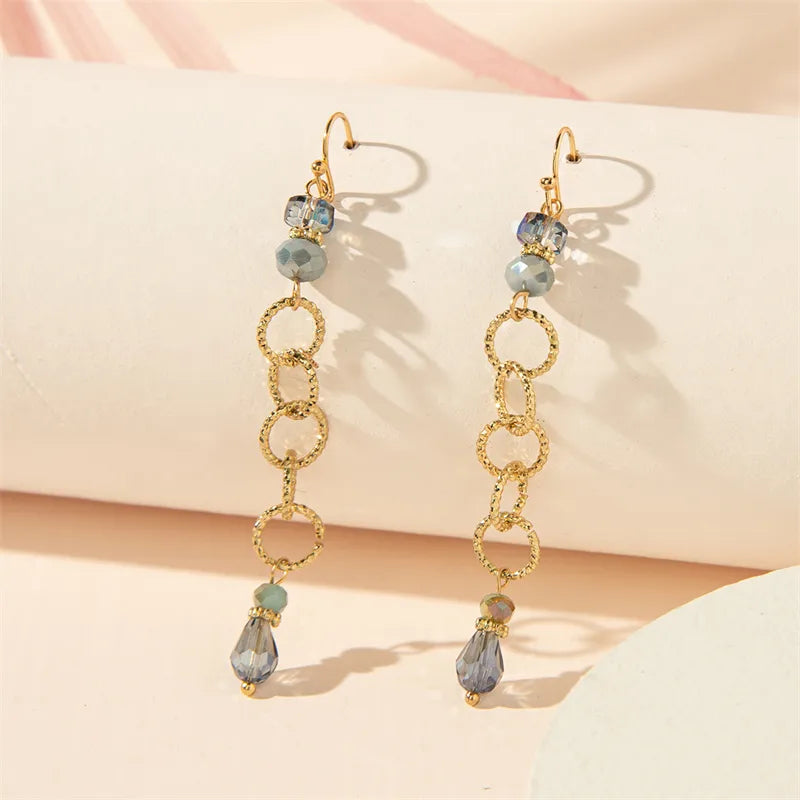 1 Pair Simple Style Commute Round Hollow Out Inlay Copper Artificial Crystal Drop Earrings