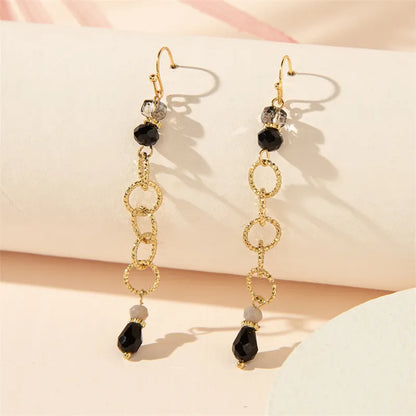 1 Pair Simple Style Commute Round Hollow Out Inlay Copper Artificial Crystal Drop Earrings