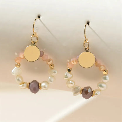 1 Pair Simple Style Commute Round Hollow Out Inlay Copper Artificial Crystal Drop Earrings