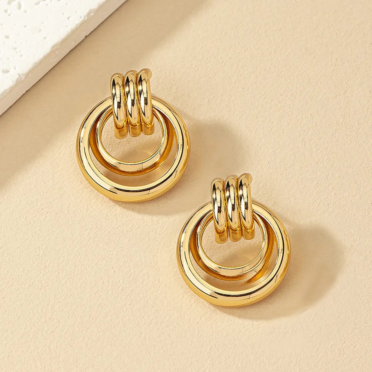 1 Pair Simple Style Commute Round Plating Alloy Drop Earrings