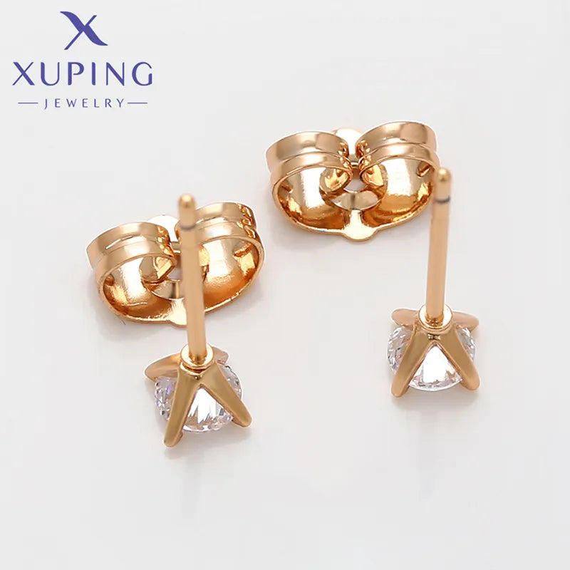 1 Pair Simple Style Commute Round Plating Inlay Copper Artificial Gemstones 18K Gold Plated Ear Studs