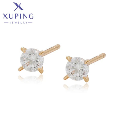 1 Pair Simple Style Commute Round Plating Inlay Copper Artificial Gemstones 18K Gold Plated Ear Studs