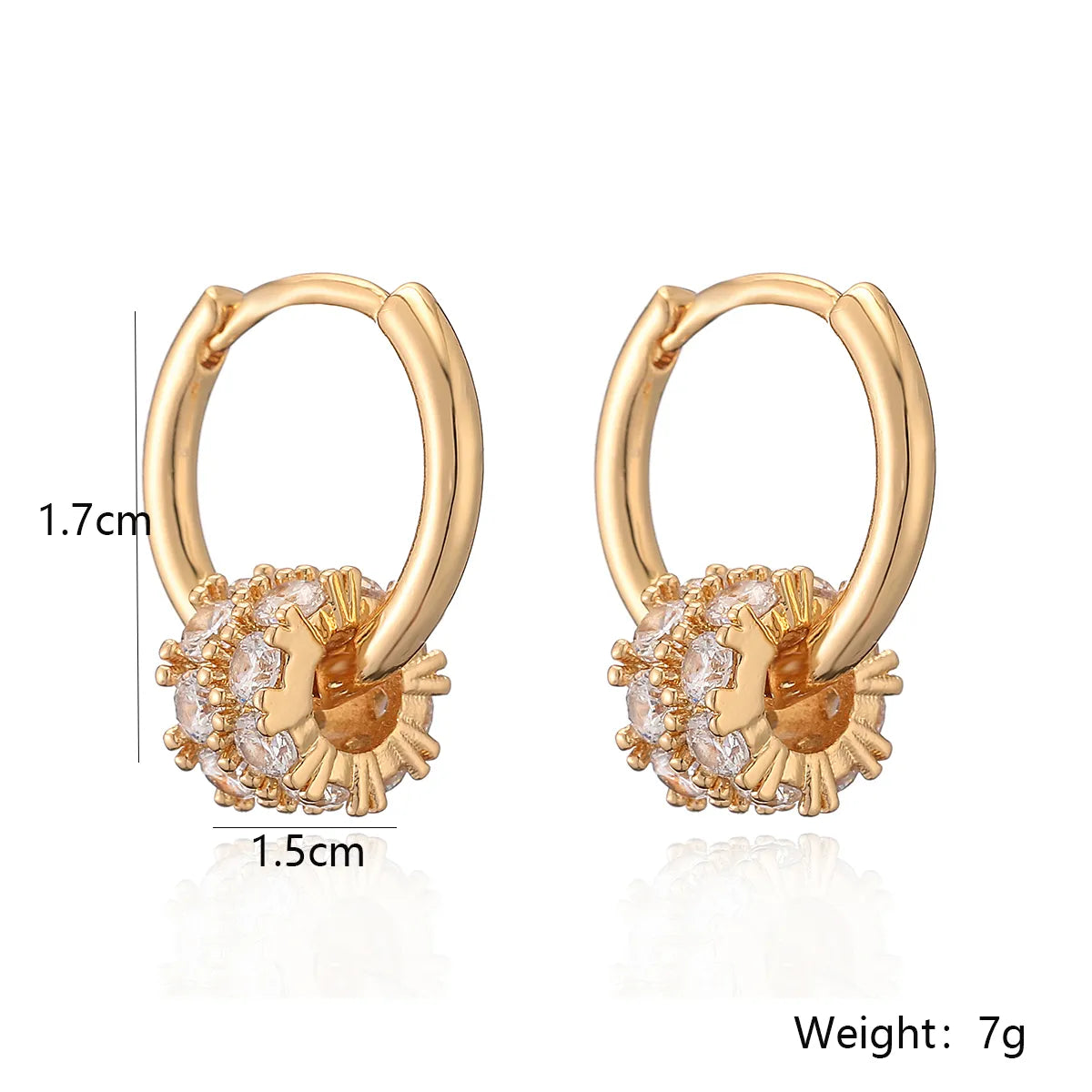 1 Pair Simple Style Commute Round Plating Inlay Copper Zircon 18k Gold Plated Earrings