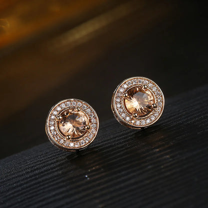 1 Pair Simple Style Commute Round Plating Inlay Copper Zircon Ear Studs