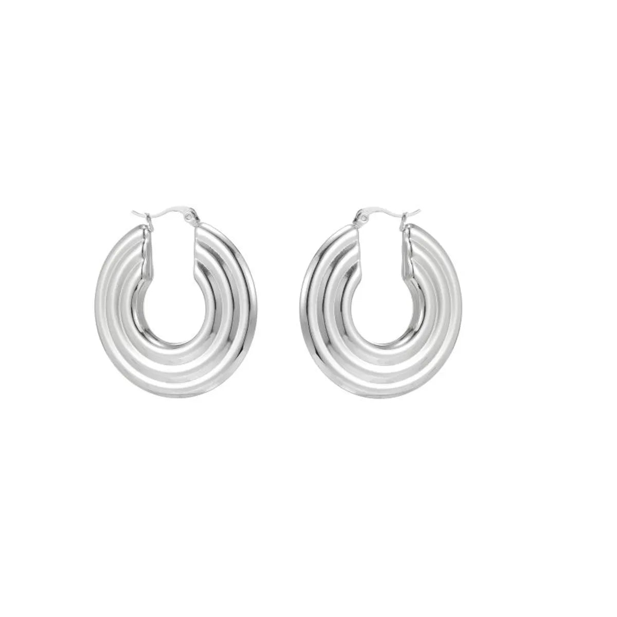 1 Pair Simple Style Commute Shiny Irregular Geometric Circle Plating Stainless Steel White Gold Plated Earrings