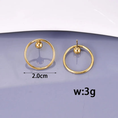 1 Pair Simple Style Commute Solid Color 304 Stainless Steel Titanium Steel 18K Gold Plated Ear Studs