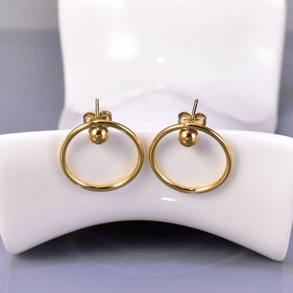 1 Pair Simple Style Commute Solid Color 304 Stainless Steel Titanium Steel 18K Gold Plated Ear Studs