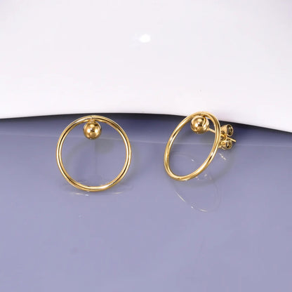 1 Pair Simple Style Commute Solid Color 304 Stainless Steel Titanium Steel 18K Gold Plated Ear Studs