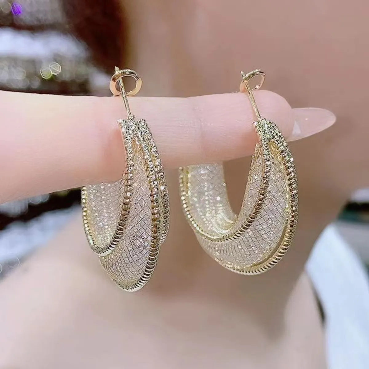 1 Pair Simple Style Commute Solid Color Inlay Alloy Zircon Drop Earrings