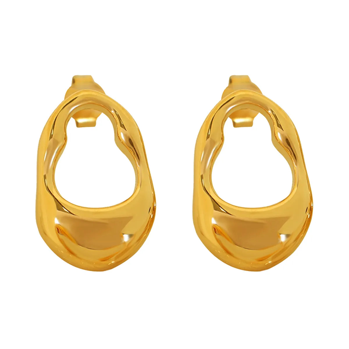 1 Pair Simple Style Commute Solid Color Irregular Plating Three-Dimensional Titanium Steel 18K Gold Plated Ear Studs