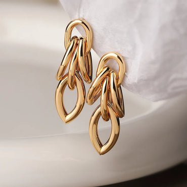 1 Pair Simple Style Commute Solid Color Plating Copper 18k Gold Plated Drop Earrings