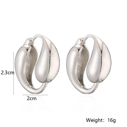 1 Pair Simple Style Commute Solid Color Plating Copper 18k Gold Plated Earrings