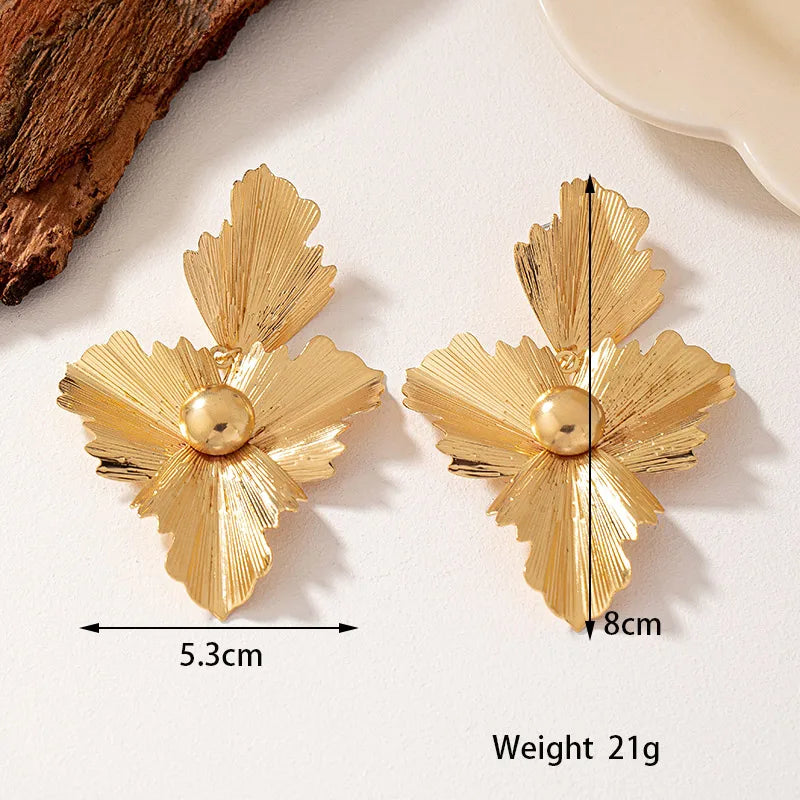 1 Pair Simple Style Commute Solid Color Plating Ferroalloy 14k Gold Plated Drop Earrings