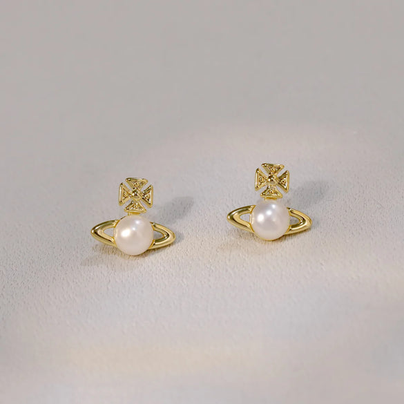 1 Pair Simple Style Commute Solid Color Plating Inlay Copper Pearl 18K Gold Plated Ear Studs