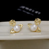 1 Pair Simple Style Commute Solid Color Plating Inlay Copper Pearl 18K Gold Plated Ear Studs