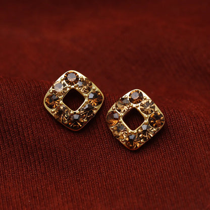 1 Pair Simple Style Commute Solid Color Plating Inlay Copper Rhinestones 18K Gold Plated Ear Studs