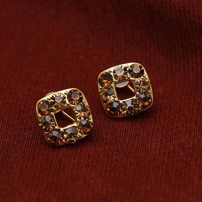 1 Pair Simple Style Commute Solid Color Plating Inlay Copper Rhinestones 18K Gold Plated Ear Studs