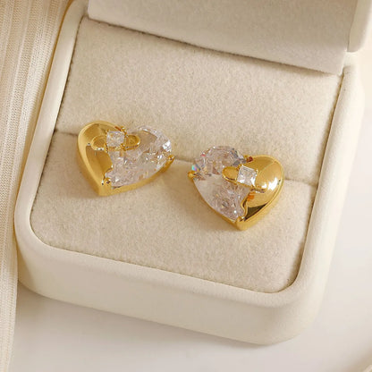 1 Pair Simple Style Commute Solid Color Plating Inlay Copper Zircon 18K Gold Plated Ear Studs