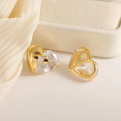 1 Pair Simple Style Commute Solid Color Plating Inlay Copper Zircon 18K Gold Plated Ear Studs