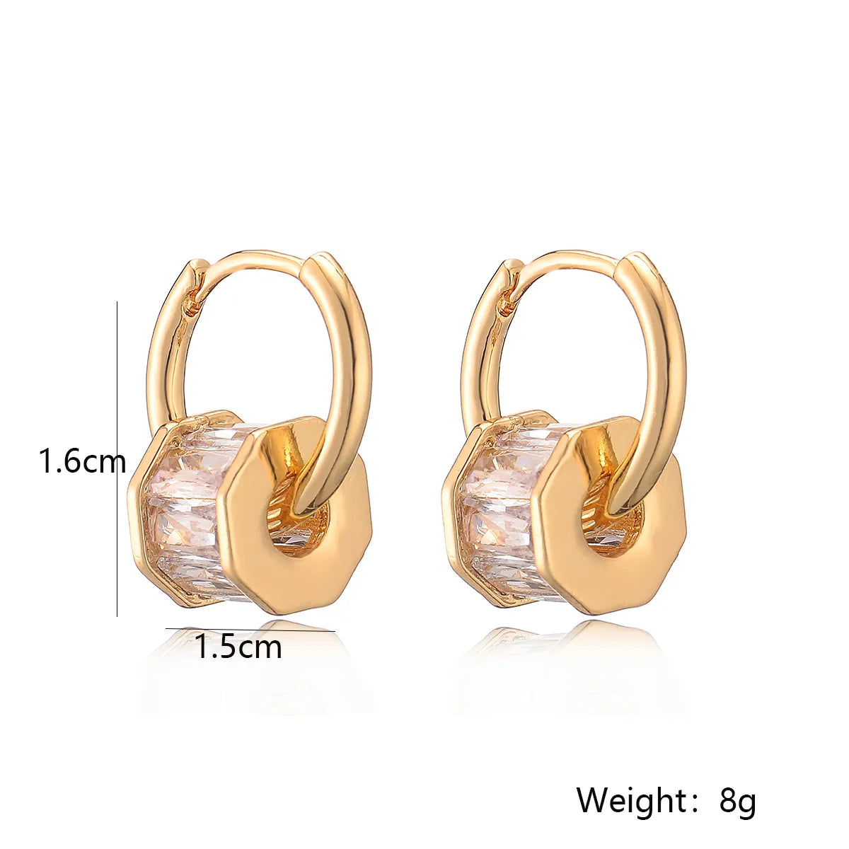 1 Pair Simple Style Commute Solid Color Plating Inlay Copper Zircon 18k Gold Plated Earrings