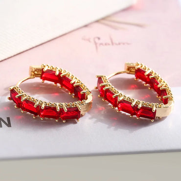 1 Pair Simple Style Commute Solid Color Plating Inlay Copper Zircon 18k Gold Plated Hoop Earrings