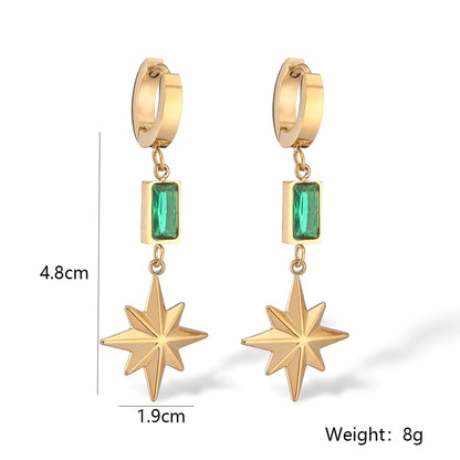 1 Pair Simple Style Commute Solid Color Plating Inlay Titanium Steel Zircon 18k Gold Plated Drop Earrings Earrings