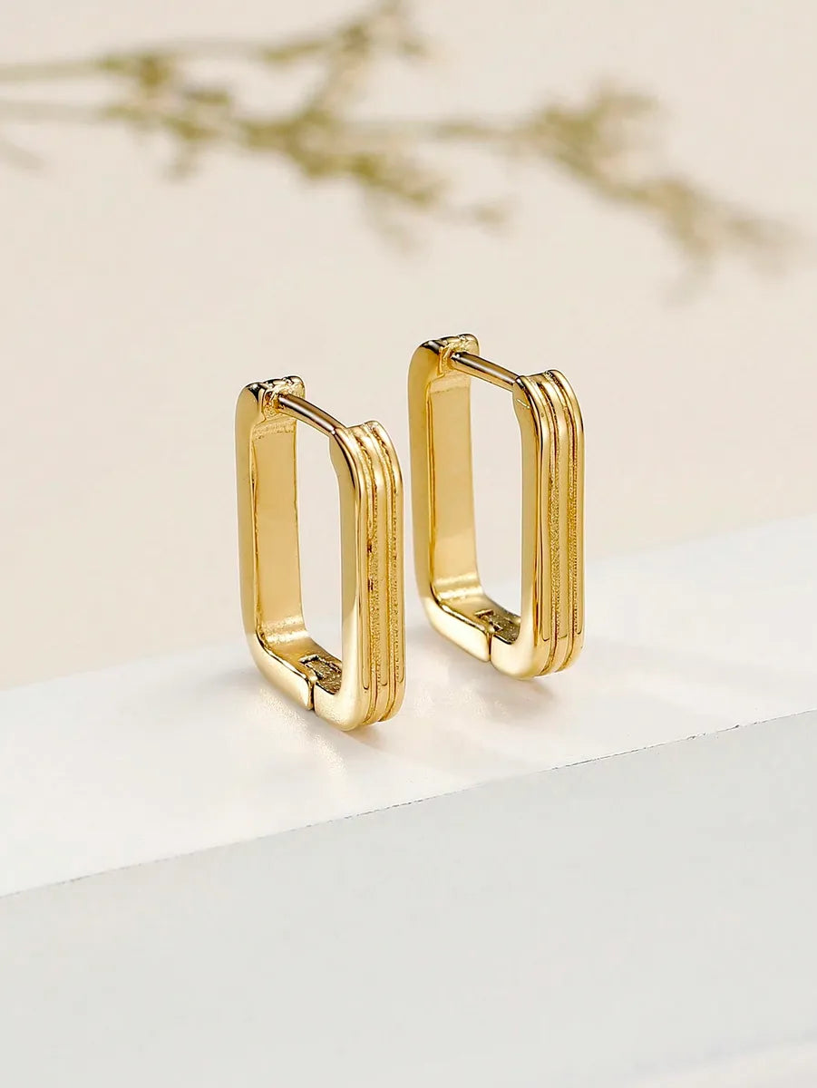 1 Pair Simple Style Commute Solid Color Plating Stainless Steel 18k Gold Plated Earrings