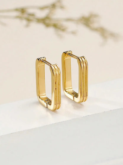 1 Pair Simple Style Commute Solid Color Plating Stainless Steel 18k Gold Plated Earrings