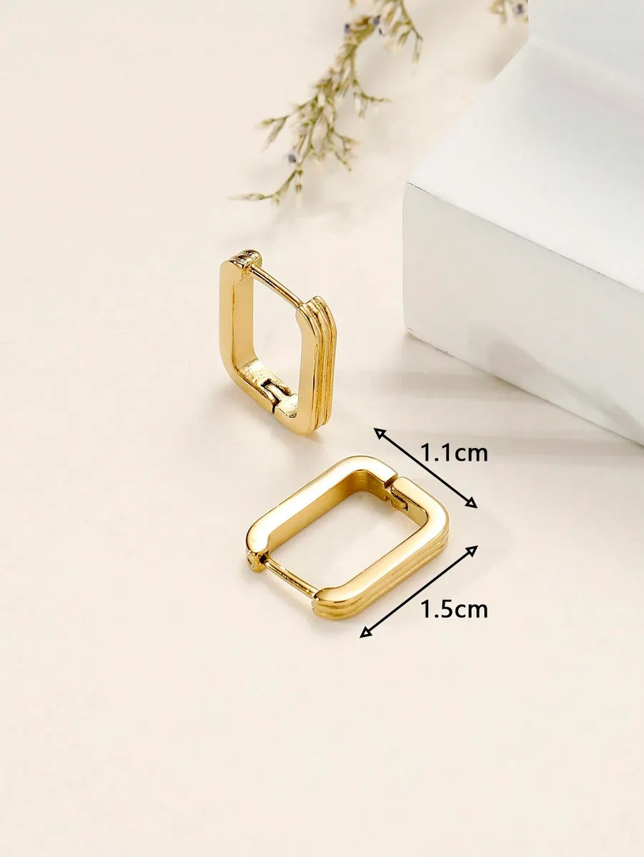 1 Pair Simple Style Commute Solid Color Plating Stainless Steel 18k Gold Plated Earrings